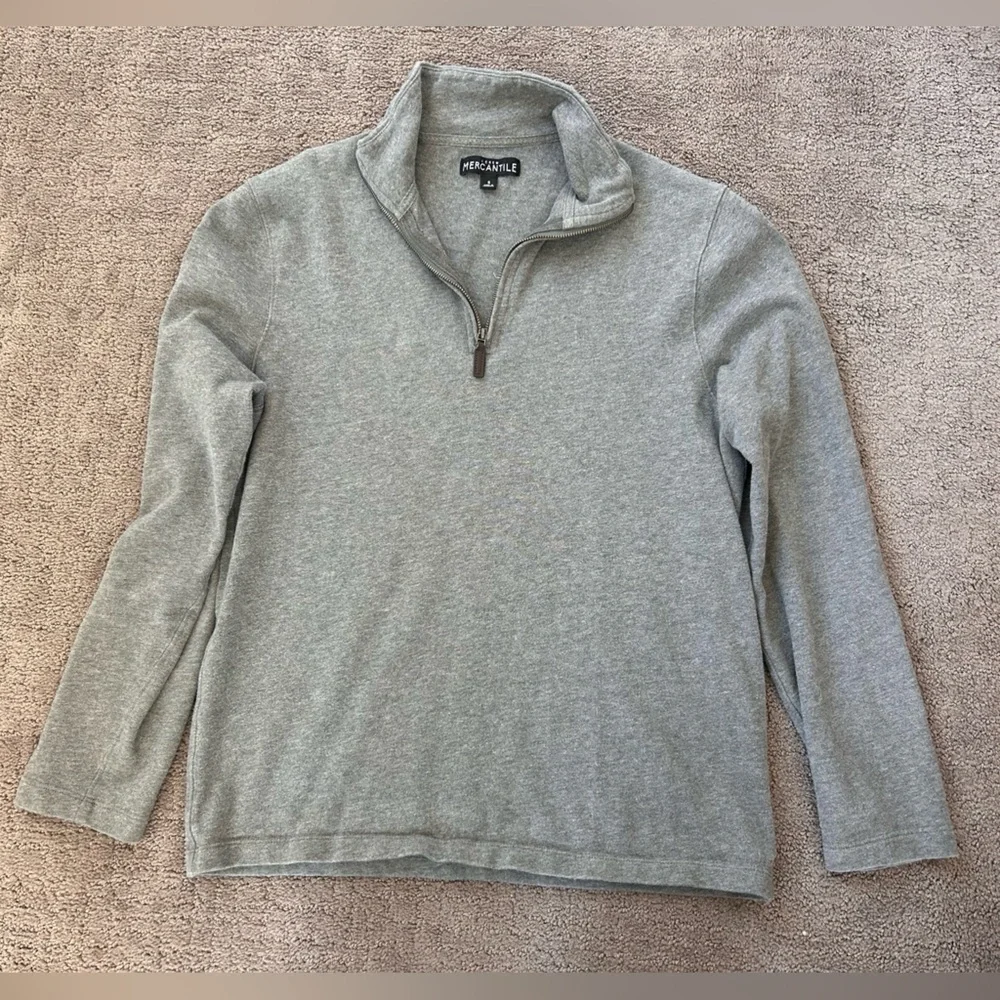 J. Crew Heather Gray Quarter Zip Sweater | Men’s Cotton Pullover | Size S